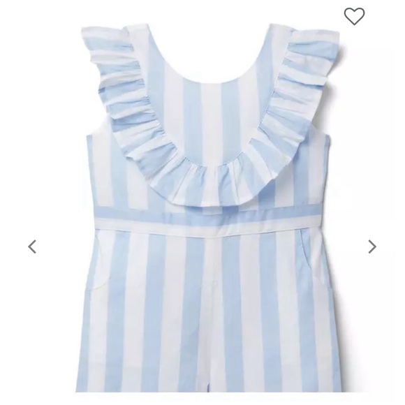 Girls Janie and Jack size 10 striped ruffled jumpsuit - Picture 4 of 5